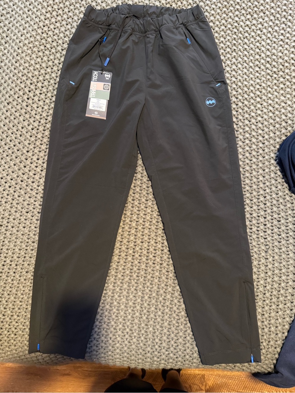 Janji Black Track Pants with Blue Accents
